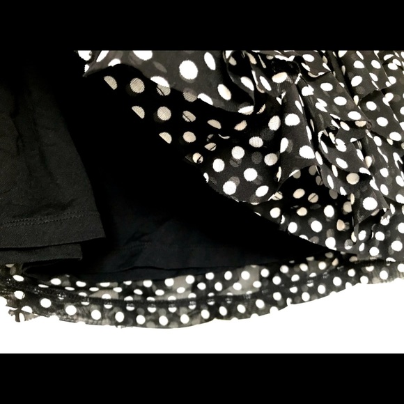 INC Ruffled Black & White Polka Dot Skirt w Lining - Picture 2 of 6